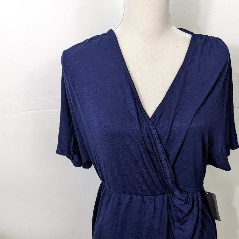 THE VANITY ROOM Women's NWT Navy Blue Surplice Faux Wrap Dress Size XL - Picture 2 of 7